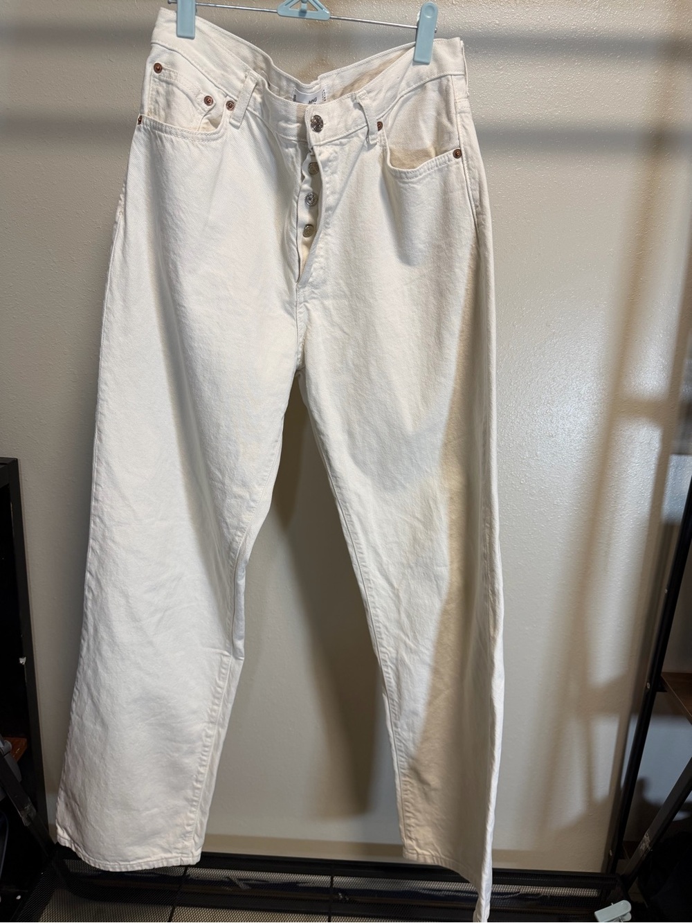 MNG Mango Kaia White Straight Leg Jeans Women’s Size 10 High Rise Denim